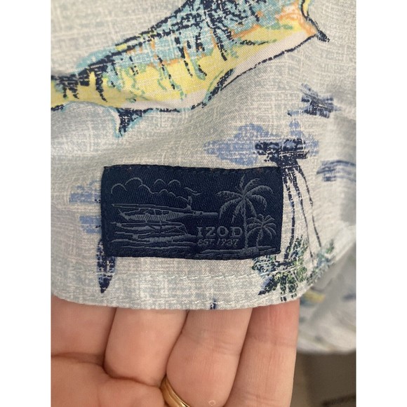 IZOD‎ Saltwater Short Sleeve Button Down Size XXL Vented Marlin Fishing - Picture 5 of 6